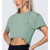 Women's crew neck cropped t shirts short sleeve breathable sports tees