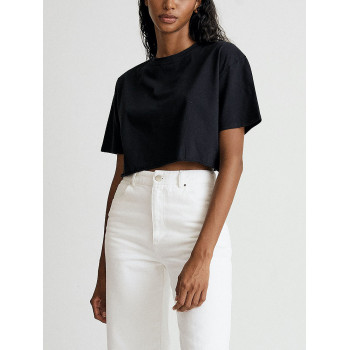 2024 New arrival hot sell cropped t shirts for women crew neck loose fit short sleeves