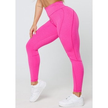 Tummy control hot pink butt lift yoga leggings