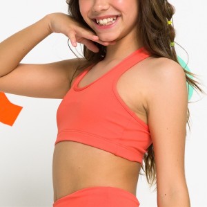 Customize girl's sports bra crew neck racerback yoga bralette high quality kid's activewear