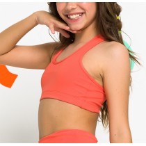 Customize girl's sports bra crew neck racerback yoga bralette high quality kid's activewear