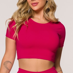 Solid color short sleeve t shirts athletic fit women's sports tees