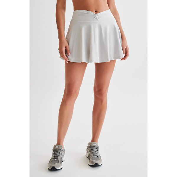 High waist twist tennis skirt for women with shorts nylon spandex flowy dress