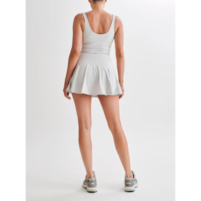 High waist twist tennis skirt for women with shorts nylon spandex flowy dress