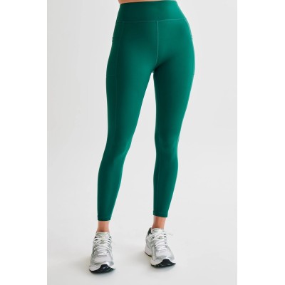 High waisted V back leggings with side pockets butt lifting fitness tights