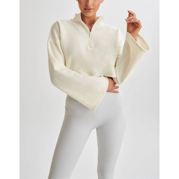 Stand collar half zipper cropped sweatshirts cozy hoodies