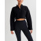 Stand collar half zipper cropped sweatshirts cozy hoodies