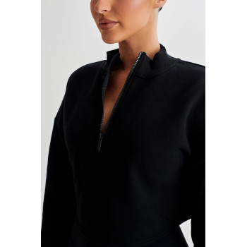 Stand collar half zipper cropped sweatshirts cozy hoodies