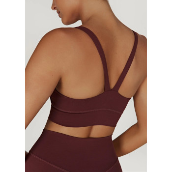 Scoop neck v back cami crop top supportive padded yoga bralette