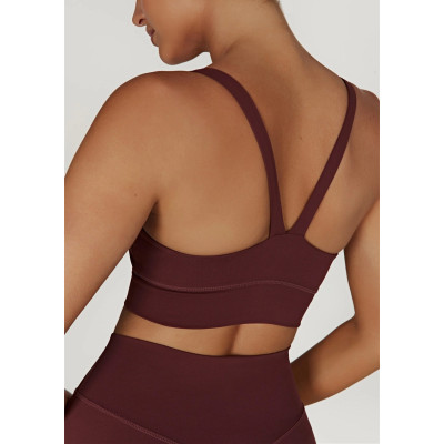 Scoop neck v back cami crop top supportive padded yoga bralette