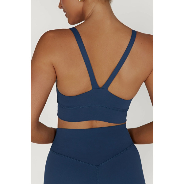 Scoop neck v back cami crop top supportive padded yoga bralette