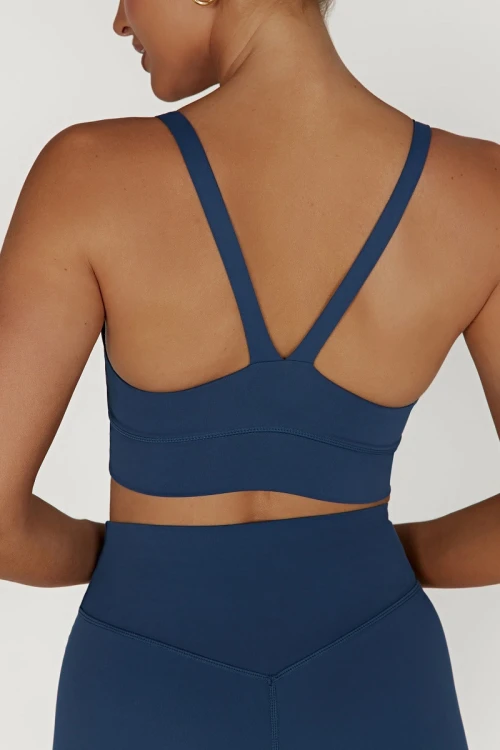 Scoop neck v back cami crop top supportive padded yoga bralette