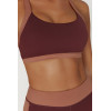 Color block racerback sports bra padded fitness crop top