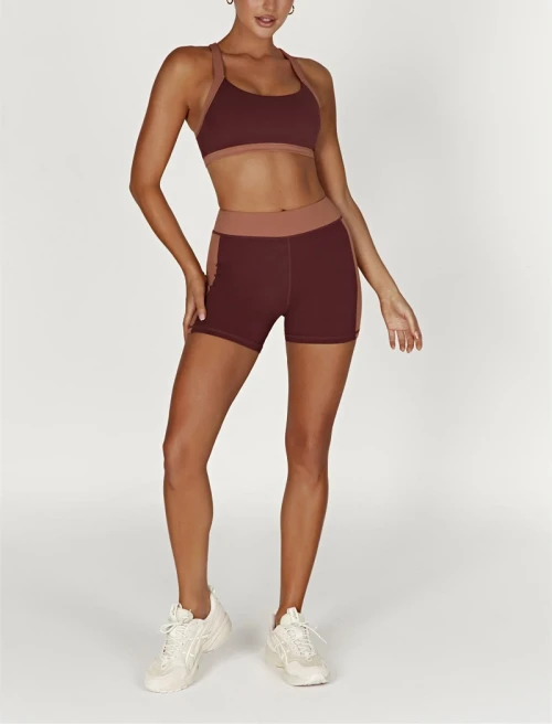 Color block racerback sports bra padded fitness crop top