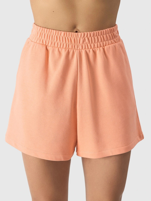 Elastic waist cotton shorts french terry athleisure shorts with side pockets
