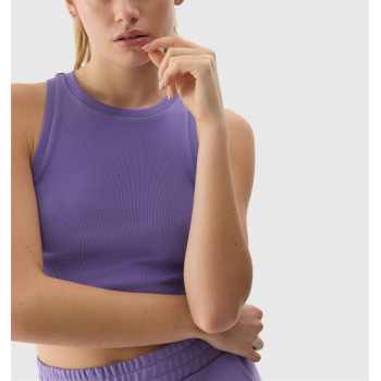 Full coverage crew neck ribbed crop top racerback padded performance tank