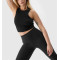 Full coverage crew neck ribbed crop top racerback padded performance tank