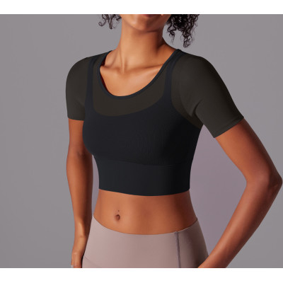 Womens Longline Sports Bra Padded Yoga Workout Crop Tank Tops Mesh Fitness Shirts