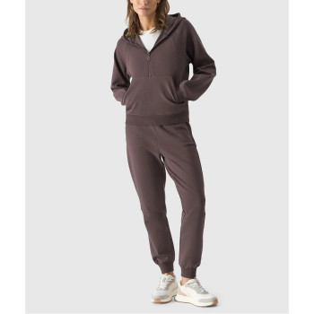 Mid waist relaxed fit french terry joggers with zipper pockets