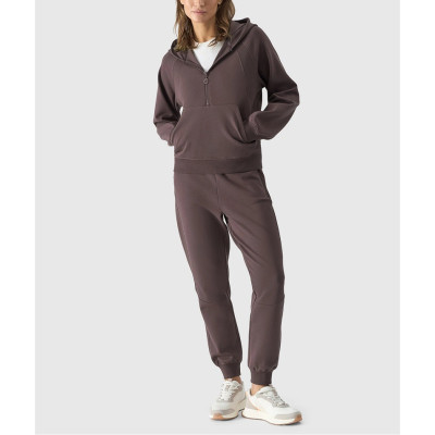 Mid waist relaxed fit french terry joggers with zipper pockets