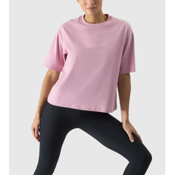 Crew neck loose fit cropped t shirts short sleeve oversized cotton tees