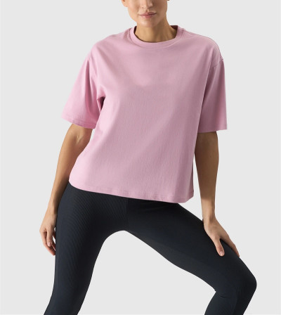 Crew neck loose fit cropped t shirts short sleeve oversized cotton tees