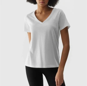 Lightweight breathable v neck t shirts for women 100% cotton plain t shirt