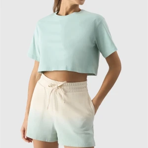 Crew neck short sleeve cotton cropped t shirts new arrival crop tops for women