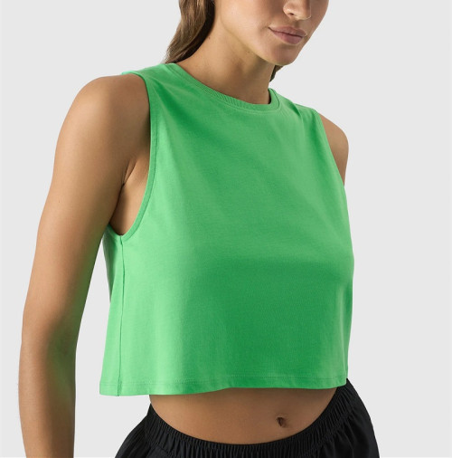 Women's sleeveless plain cotton tank top oversized cropped tank