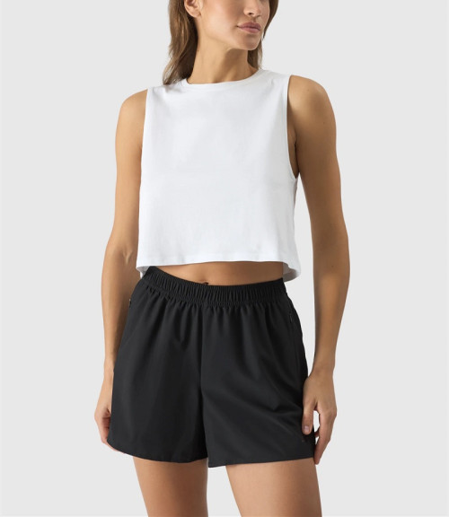 Women's sleeveless plain cotton tank top oversized cropped tank