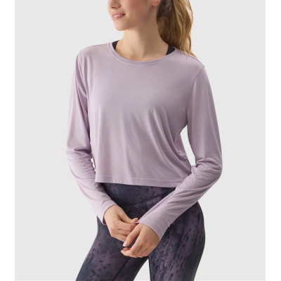 Long sleeve lightweight modal blend yoga crop top breathable loose fit t shirts