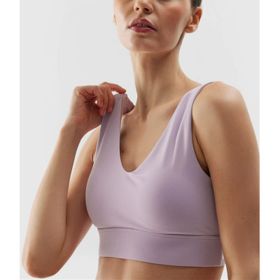 Custom low support v neckline yoga crop top with removable padding