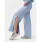 Women's casual wide-leg sweatpants elastic waist cotton side split pants
