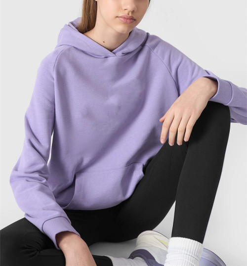 Girls 100%cotton pullover hoodies loose fit basic sweatshirts with kangaroo pockets