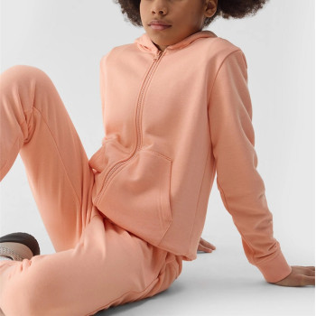 New arrival girl's zip-up hoodies with pockets cotton blend hooded jackets