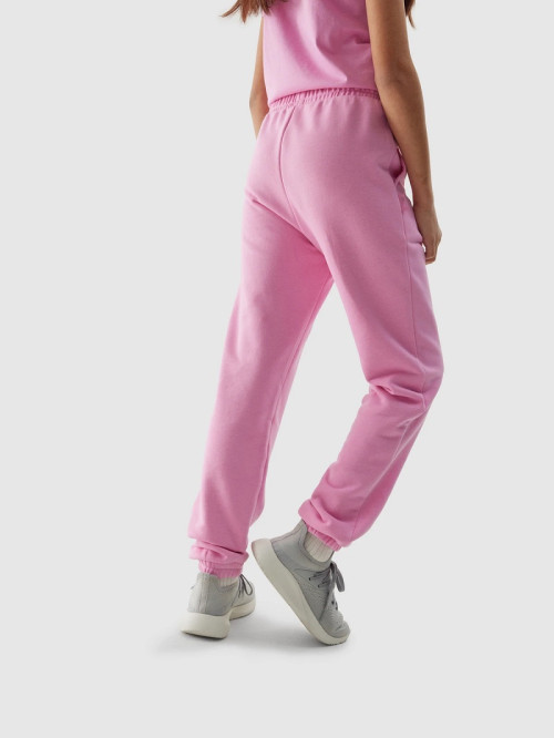 Elastic waist regular fit cotton joggers with side pockets girls athleisure design sweatpants