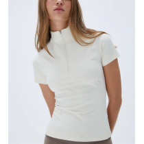 Ultimate Short Sleeve Quarter Zip Top Solid Color Nylon Spandex Ultra Soft Sports Tees