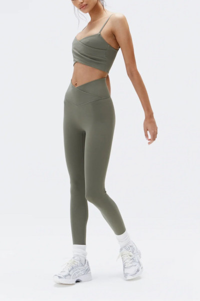 V waist wrap over leggings ultra soft nylon/spandex fitness tights