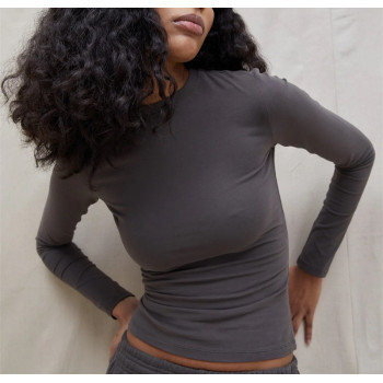 New arrival crew neck long sleeve gym shirts brushed sports tee