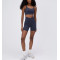 New arrival wrap over no front seam crop shorts crossover nylon spandex biker shorts