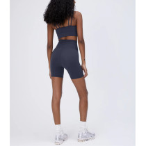 New arrival wrap over no front seam crop shorts crossover nylon spandex biker shorts