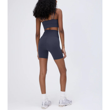 New arrival wrap over no front seam crop shorts crossover nylon spandex biker shorts