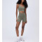 New arrival wrap over no front seam crop shorts crossover nylon spandex biker shorts