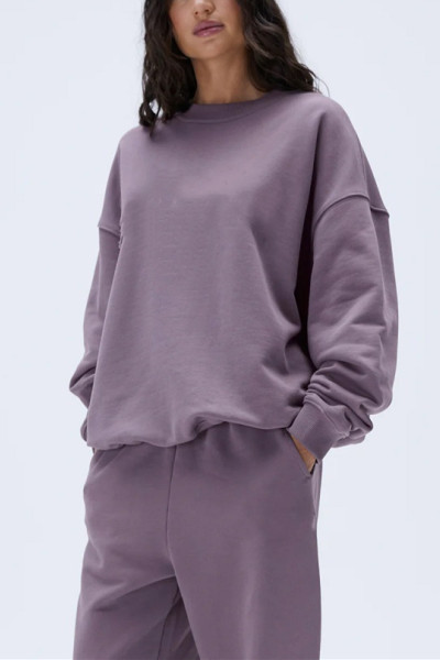 Women's crew neck cotton hoodies athleisure style pullover sweatshirts without hood