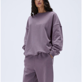 Women's crew neck cotton hoodies athleisure style pullover sweatshirts without hood