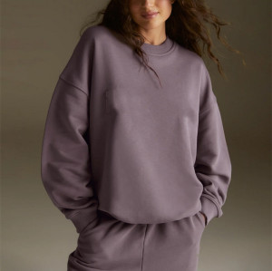Women's crew neck cotton hoodies athleisure style pullover sweatshirts without hood