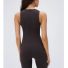 Sleeveless full coverage built in bra fitness jumpsuits with back zippers