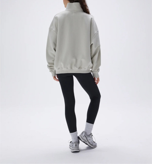 Women's Oversized Funnel Neck Zip Sweatshirt Cotton Fleece Relaxed Fit Pullover Hoodies