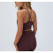 Scoop neck cross back sports bra with removable paddings padded medium support yoga bralette