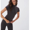 Short Sleeve Zip Up Top Slim Fit Compressive Gym Top Full Length Zipper Yoga Jackets